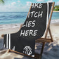 Gothic Beach Towel - A Witch Lies Here - Polycotton Gothic Towel