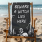 Gothic Beach Towel - A Witch Lies Here - Polycotton Gothic Towel