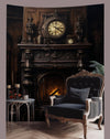Gothic Tapestry - Study Room Fire - Gothic Wall Art
