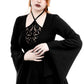 Restyle - Azael - Gothic Midi Dress with Flocked Mesh Panel