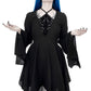 Restyle - Azael - Gothic Midi Dress with Flocked Mesh Panel