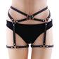 Restyle - Cross Waist Garter - Adjustable - Black Vegan Leather - Wild Star Hearts 