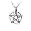 Alchemy Wiccan Elemental Pentacle Pewter Pendant with Crystals by Swarovski®.